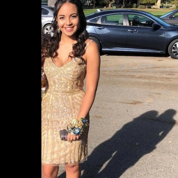 Homecoming Dress- Size 4- Gold | Color: Gold | Size: 4 | Roziwhite's Closet